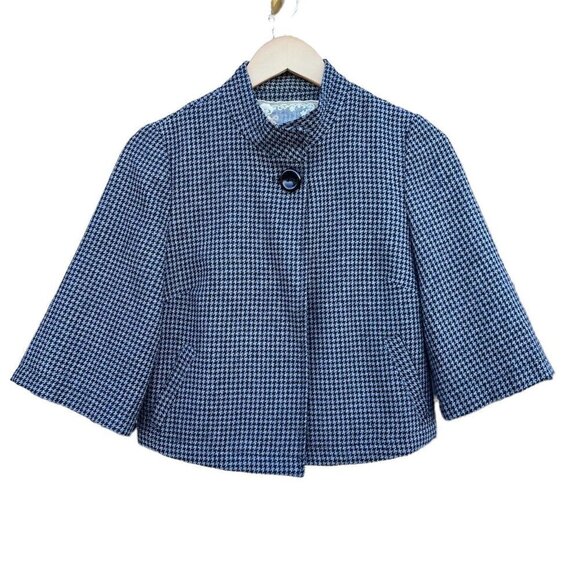 Emmelee Pea Coat Gray Houndstooth Collared Jacket Size M - Picture 1 of 10